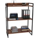 Ver imagem 4 de Kit Mesa Cavalete 150 cm com Estante 3 Prateleiras Estilo Industrial Form Nogal - Lyam Decor