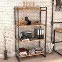 Ver imagem 2 de Kit Mesa Cavalete 150 cm com Estante 4 Prateleiras Estilo Industrial Form Carvalho - Lyam Decor
