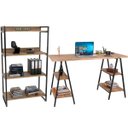 Ver imagem 1 de Kit Mesa Cavalete 150 cm com Estante 4 Prateleiras Estilo Industrial Form Carvalho - Lyam Decor