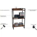 Ver imagem 6 de Kit Mesa Cavalete 135 cm com Estante 3 Prateleiras Estilo Industrial Form Nogal - Lyam Decor