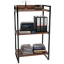 Ver imagem 4 de Kit Mesa Cavalete 135 cm com Estante 3 Prateleiras Estilo Industrial Form Nogal - Lyam Decor