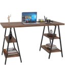 Ver imagem 5 de Kit Mesa Cavalete 135 cm com Estante 3 Prateleiras Estilo Industrial Form Nogal - Lyam Decor