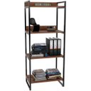 Ver imagem 4 de Kit Mesa Cavalete 135 cm com Estante 4 Prateleiras Estilo Industrial Form Nogal - Lyam Decor