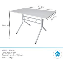 Jogo de Mesa Branca 120 com 4 Cadeiras Iso Azul para Refeitório Restaurante - 9
