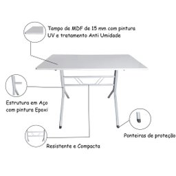 Jogo de Mesa Branca 120 com 4 Cadeiras Iso Azul para Refeitório Restaurante - 8