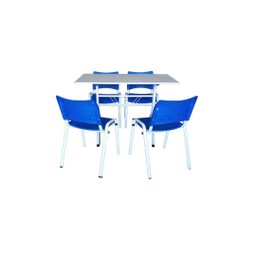 Jogo de Mesa Branca 120 com 4 Cadeiras Iso Azul para Refeitório Restaurante - 2