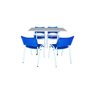 Jogo de Mesa Branca 120 com 4 Cadeiras Iso Azul para Refeitório Restaurante - 2