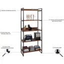 Ver imagem 6 de Kit Mesa Cavalete 150 cm com Estante 5 Prateleiras Estilo Industrial Form Nogal - Lyam Decor