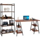 Ver imagem 1 de Kit Mesa Cavalete 150 cm com Estante 5 Prateleiras Estilo Industrial Form Nogal - Lyam Decor