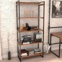 Ver imagem 3 de Kit Mesa Cavalete 150 cm com Estante 5 Prateleiras Estilo Industrial Form Nogal - Lyam Decor