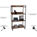Ver imagem 6 de Kit Mesa Cavalete 150 cm com Estante 4 Prateleiras Estilo Industrial Form Nogal - Lyam Decor