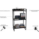 Ver imagem 6 de Kit Mesa Cavalete 135cm com Estante 3 Prateleiras Estilo Industrial Form Preto Onix - Lyam Decor