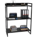 Ver imagem 4 de Kit Mesa Cavalete 150 cm com Estante 3 Prateleiras Estilo Industrial Form Preto Onix - Lyam Decor