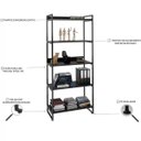 Ver imagem 6 de Kit Mesa Cavalete 150 cm com Estante 5 Prateleiras Estilo Industrial Form Preto Onix - Lyam Decor