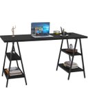 Ver imagem 4 de Kit Mesa Cavalete 150 cm com Estante 5 Prateleiras Estilo Industrial Form Preto Onix - Lyam Decor