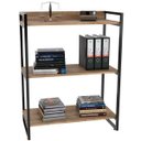 Ver imagem 5 de Kit Mesa Cavalete 150 cm com Estante 3 Prateleiras Estilo Industrial Form Carvalho - Lyam Decor