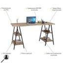 Ver imagem 6 de Kit Mesa Cavalete 150 cm com Estante 3 Prateleiras Estilo Industrial Form Carvalho - Lyam Decor