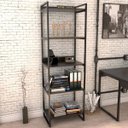 Ver imagem 2 de Kit Mesa Cavalete 135cm com Estante 5 Prateleiras Estilo Industrial Form Preto Onix - Lyam Decor