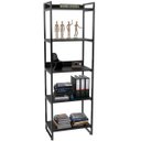 Ver imagem 4 de Kit Mesa Cavalete 135cm com Estante 5 Prateleiras Estilo Industrial Form Preto Onix - Lyam Decor
