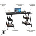 Ver mais imagens de Kit Mesa Cavalete 135cm com Estante 5 Prateleiras Estilo Industrial Form Preto Onix - Lyam Decor
