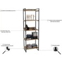 Ver imagem 6 de Kit Mesa Cavalete 135 cm com Estante 5 Prateleiras Estilo Industrial Form Carvalho - Lyam Decor