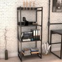 Ver imagem 2 de Kit Mesa Cavalete 135 cm com Estante 4 Prateleiras Estilo Industrial Form Preto Onix - Lyam Decor