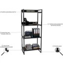 Ver imagem 6 de Kit Mesa Cavalete 135 cm com Estante 4 Prateleiras Estilo Industrial Form Preto Onix - Lyam Decor