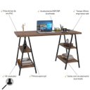 Ver mais imagens de Kit Mesa Cavalete 135 cm com Estante 5 Prateleiras Estilo Industrial Form Nogal - Lyam Decor