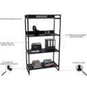 Ver mais imagens de Kit Mesa Cavalete 150 cm com Estante 4 Prateleiras Estilo Industrial Form Preto Onix - Lyam Decor