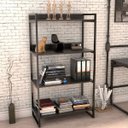 Ver imagem 3 de Kit Mesa Cavalete 150 cm com Estante 4 Prateleiras Estilo Industrial Form Preto Onix - Lyam Decor