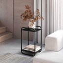 Ver imagem 1 de Mesa Lateral Sofa para Sala 40cm Orgânica Cantos Arredondados e Pés em Metal Cor:Nero com Preto