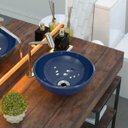 Ver imagem 2 de Cuba de Apoio Redonda Para Banheiro R30W Azul Escuro - Lyam Decor