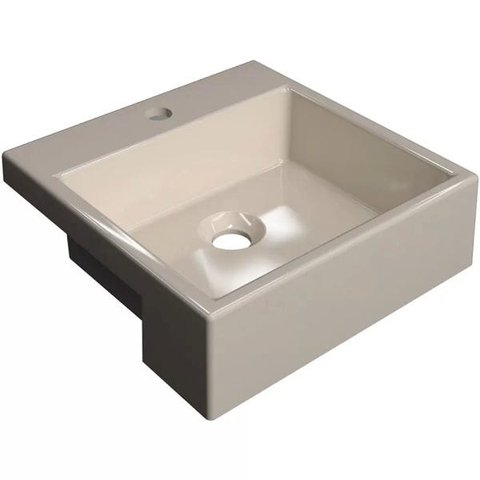 Cuba de Semi Encaixe Quadrada Para Banheiro XQ355 Bege - Lyam Decor