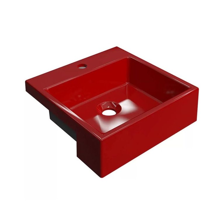 Cuba de Semi Encaixe Quadrada Para Banheiro XQ355 Vermelho - Lyam Decor