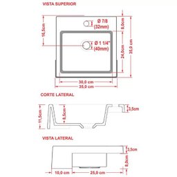 Cuba de Semi Encaixe Quadrada Para Banheiro XQ355 Vermelho - Lyam Decor - 3