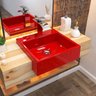Cuba de Semi Encaixe Quadrada Para Banheiro XQ395 Vermelho - Lyam Decor - 2