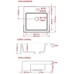 Cuba de Semi Encaixe Quadrada Para Banheiro XQ395 Preto Brilho - Lyam Decor - 3