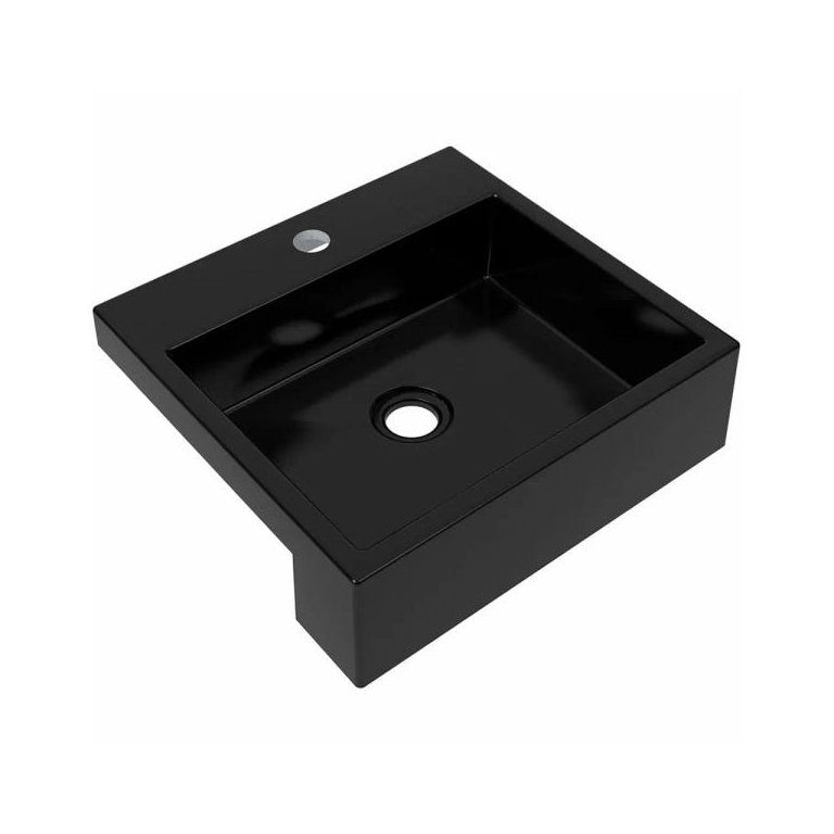 Cuba de Semi Encaixe Quadrada Para Banheiro XQ395 Preto Brilho - Lyam Decor