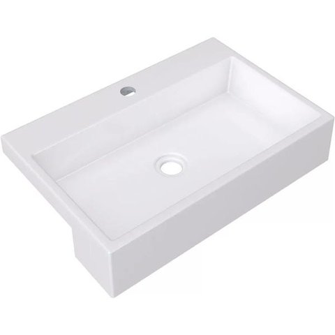 Cuba de Semi Encaixe Retangular Para Banheiro XRT55 Branco - Lyam Decor
