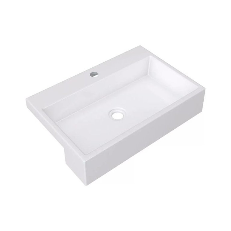 Cuba de Semi Encaixe Retangular Para Banheiro XRT55 Branco - Lyam Decor