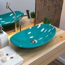 Ver imagem 2 de Cuba de Apoio Canoa Para Banheiro Lux L45 Azul Turquesa - Lyam Decor