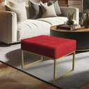 Ver imagem 2 de Kit 02 Puffs Lisa Suede Base Metálica Industrial Dourado - Pallazio Vermelho