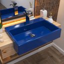 Ver imagem 2 de Cuba de Semi Encaixe Retangular Para Banheiro XRT55 Azul Escuro - Lyam Decor