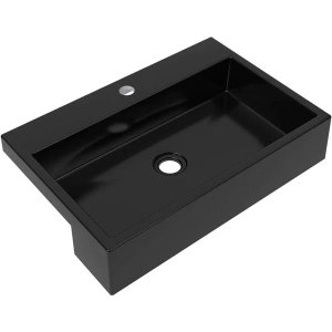 Cuba de Semi Encaixe Retangular Para Banheiro XRT55 Preto Brilho - Lyam Decor