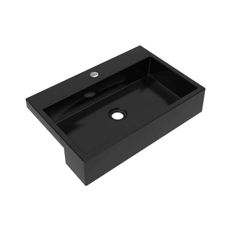 Cuba de Semi Encaixe Retangular Para Banheiro XRT55 Preto Brilho - Lyam Decor Cuba de Semi Encaixe Retangular Para Banheiro XRT55 Preto Brilho - Lyam Decor