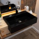 Ver imagem 2 de Cuba de Semi Encaixe Retangular Para Banheiro XRT55 Preto Brilho - Lyam Decor