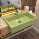 Ver imagem 2 de Cuba de Semi Encaixe Retangular Para Banheiro XRT55 Verde Acqua - Lyam Decor