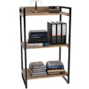 Ver imagem 5 de Kit 01 Mesa Cavalete 135 cm com Estante 3 Prateleiras Estilo Industrial Form Carvalho - Lyam Decor