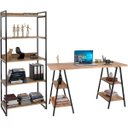 Ver imagem 1 de Kit 01 Mesa Cavalete 150 cm com Estante 5 Prateleiras Estilo Industrial Form Carvalho - Lyam Decor