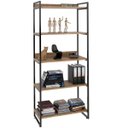 Ver imagem 5 de Kit 01 Mesa Cavalete 150 cm com Estante 5 Prateleiras Estilo Industrial Form Carvalho - Lyam Decor